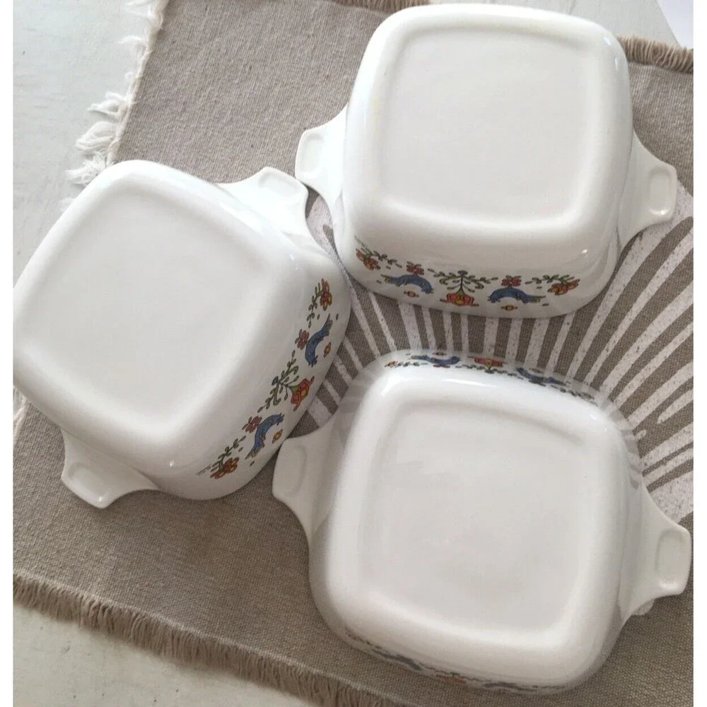 Vintage Corning Ware Lot of 3 Country Festival Mini P-41-B & P43-B, 1975 EUC